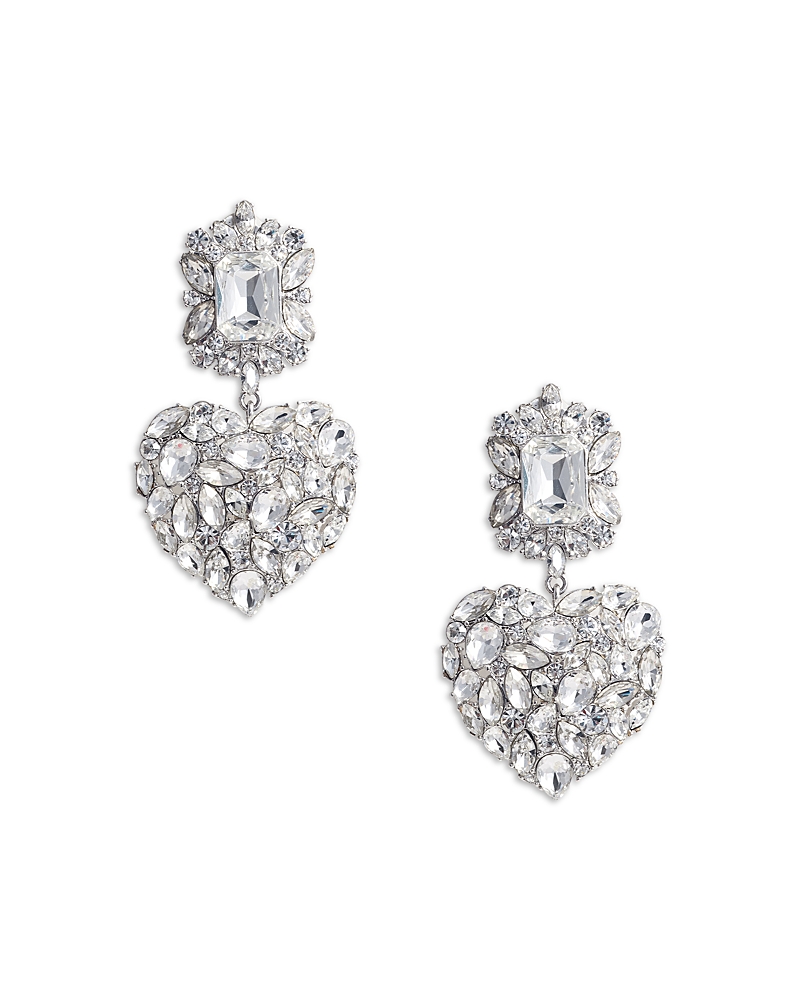 Self-Portrait Crystal Heart Tiered Drop Earrings