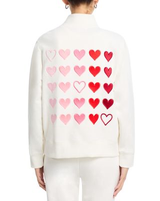 Embroidered Heart Relaxed Quarter Zip Sweatshirt