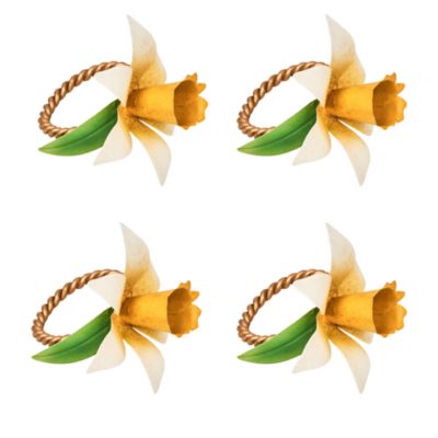 Meadow Walk Daffodil Napkin Rings, Set of 4