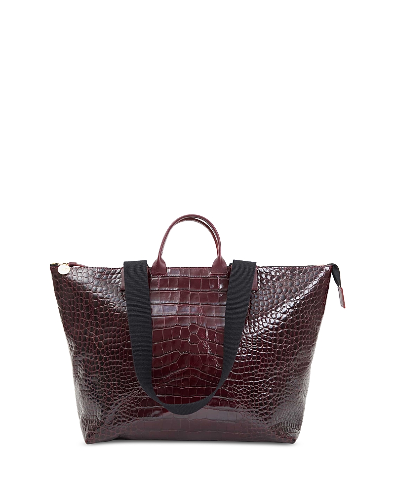 Clare V Le Zip Sac Tote In Bordeaux Croc