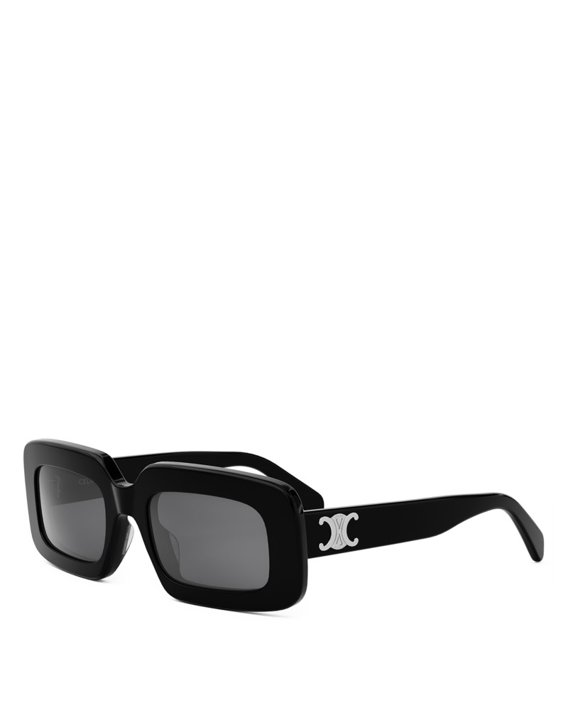 Celine Triomphe Rectangular Sunglasses, 53mm in Black/Smoke