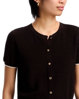 Dina Tipped Short Sleeve Cardigan