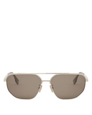 Travel Rectangular Metal Sunglasses, 61mm