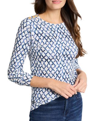 NZT BY NIC+ZOE - Denim Diamonds Button Shoulder Tee