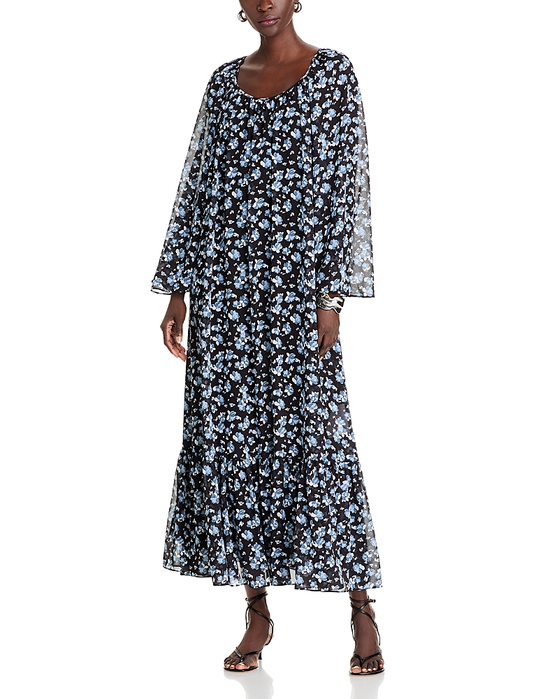 MICHAEL KORS FLORAL SCOOP NECK MAXI DRESS
