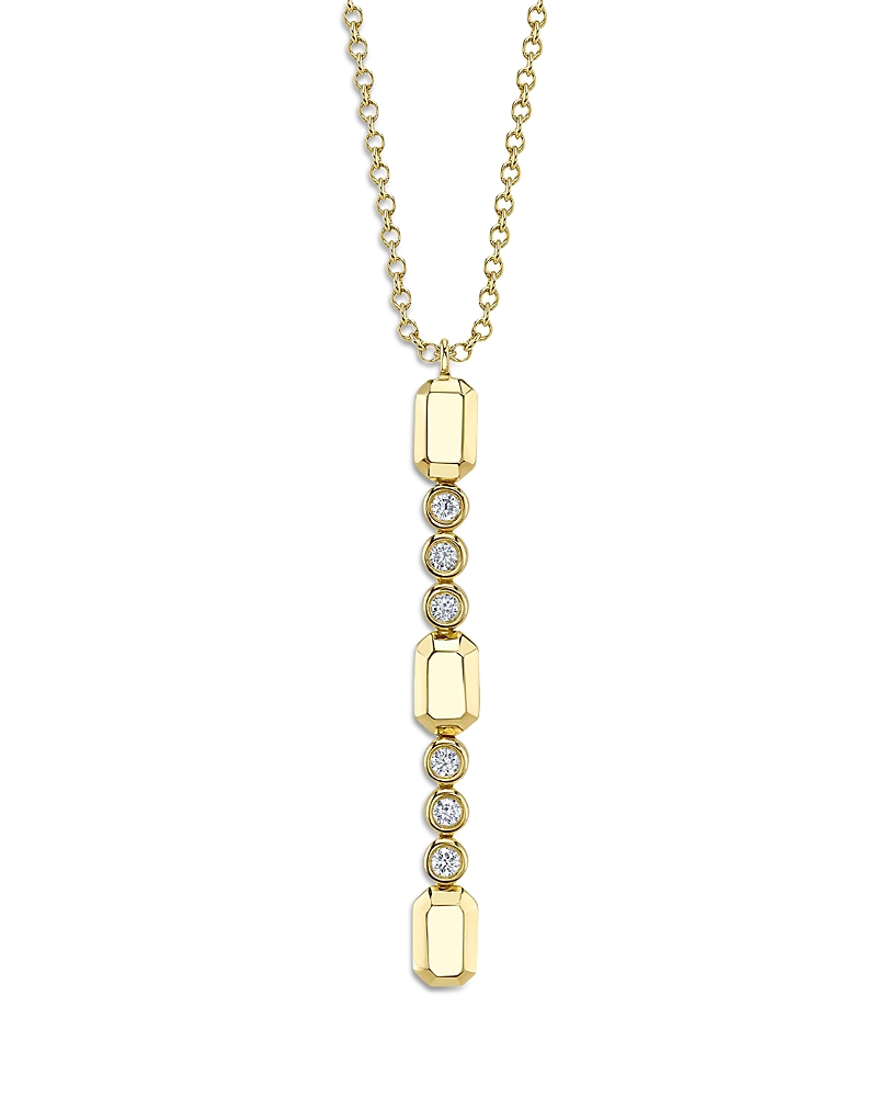 Shy Creation 14k Yellow Gold Bailey Diamond Bezel & Geometric Link Vertical Bar Pendant Necklace, 18 In Gold