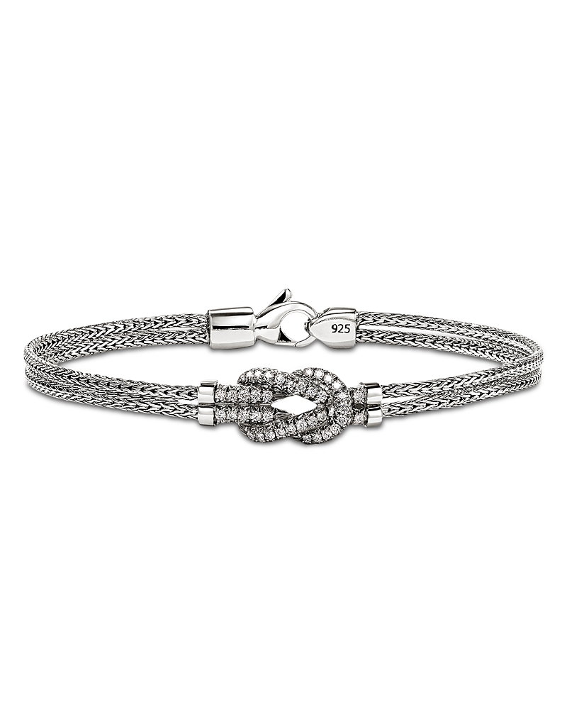 John Hardy Sterling Silver Love Knot Diamond Bracelet In Silver