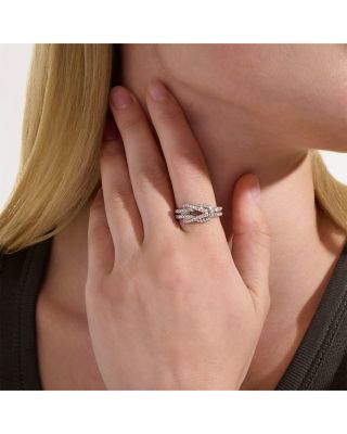 Sterling Silver Love Knot Diamond Ring