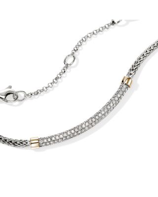 14K Yellow Gold & Sterling Silver JH Essentials Diamond Pav&eacute; Collar Necklace, 16-18"