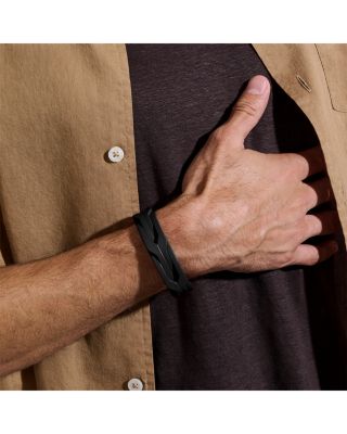 Men's Sterling Silver Icon Braided Leather Bracelet