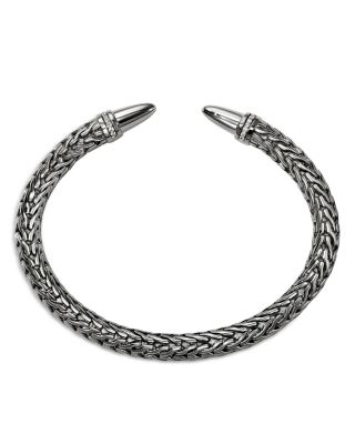 Sterling Silver Spear Diamond Pav&eacute; Flex Cuff Bracelet
