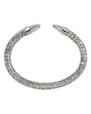 Sterling Silver Spear Diamond Pav&eacute; Flex Cuff Bracelet