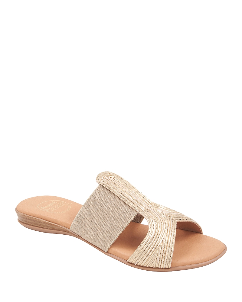 Andre Assous André Assous Noor Raffia Slide Sandal In Beige/platino