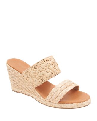 ANDRE ASSOUS Womens Beige Raffia Ankle Strap Padded Milena Open Toe Wedge Buckle Espadrille Shoes main image 0