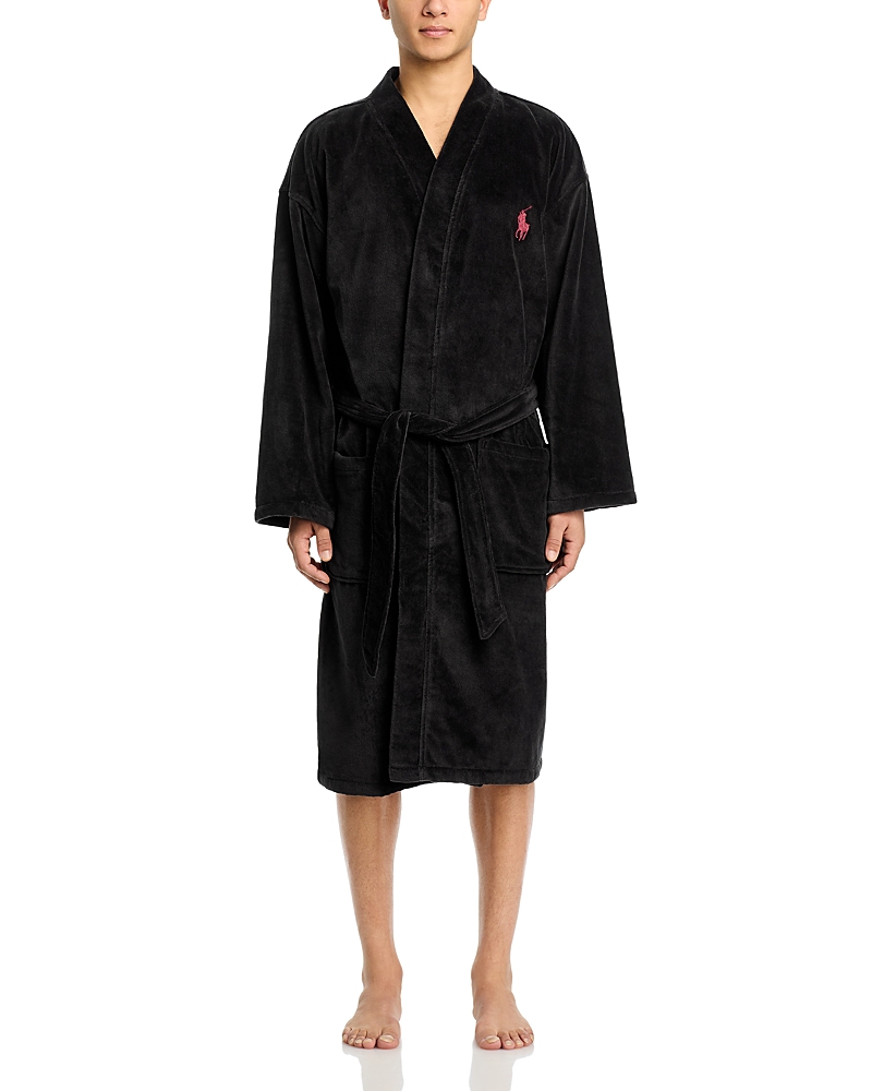Polo Ralph Lauren Polar Fleece Plush Robe In Black
