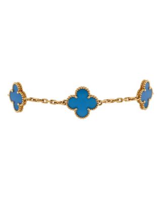 Pre-Owned Van Cleef & Arpels Vintage Alhambra 5 Motifs Bracelet 18K Gold and Agate