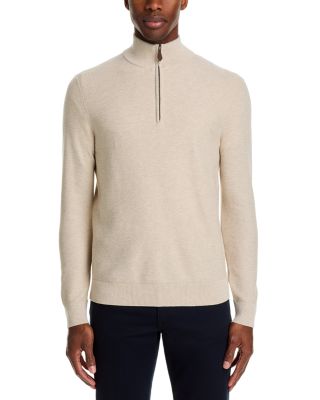 Cotton Tipped Textured Birdseye Half Zip Sweater - Exclusive