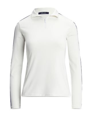 Piped Trim Stretch Interlock Quarter Zip Top