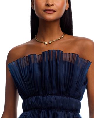 18K Yellow Gold Love in Verona Diamond Cluster Twist Collar Necklace, 14"