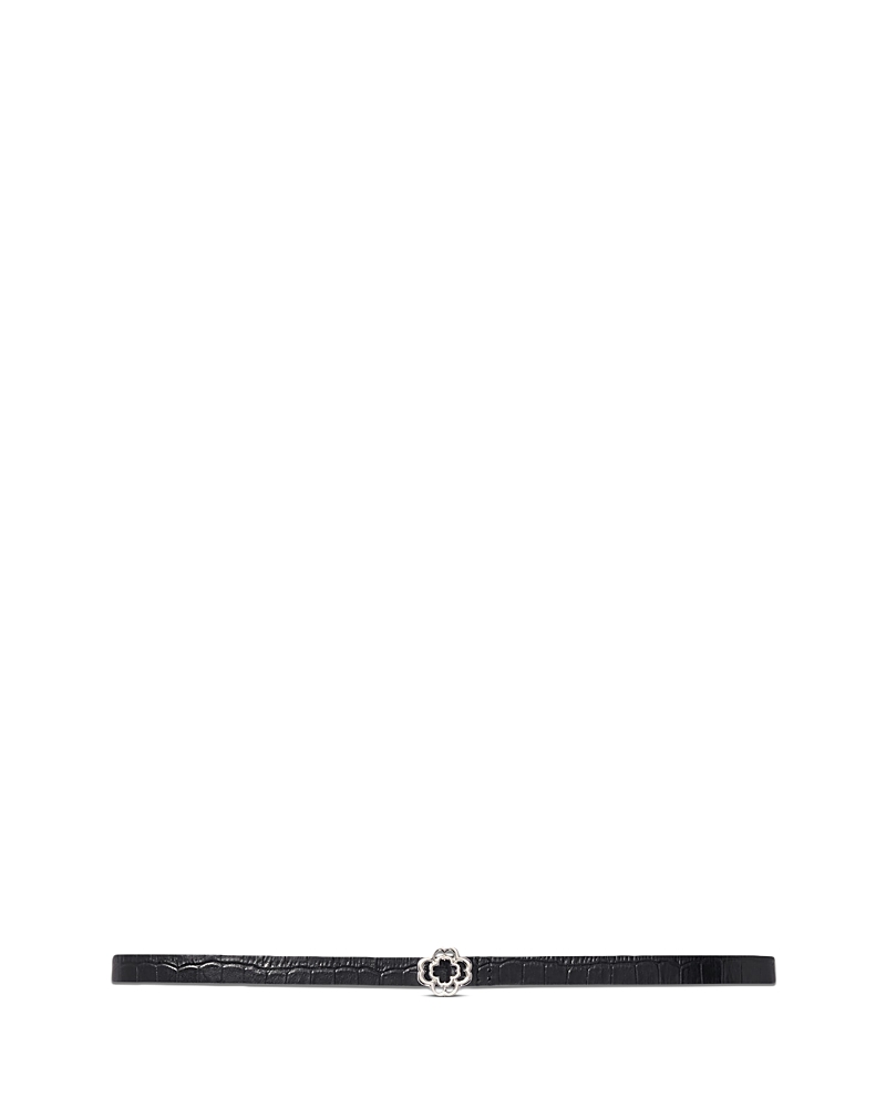 Maje Women's Mock Croc Embossed Leather Belt In Black