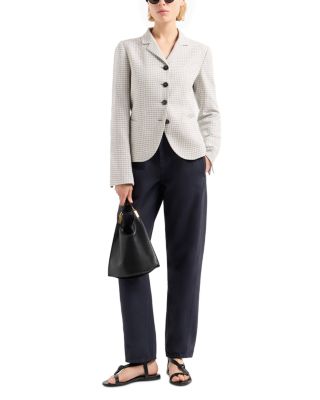Houndstooth Pied de Poule Jacquard Blazer with Elbow Patches