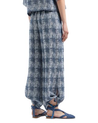 Linen Blend Checkered Trousers