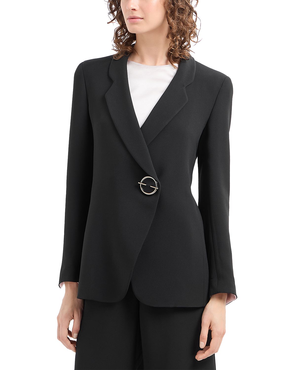 Emporio Armani Front Metal Closure Crepe Cady Blazer