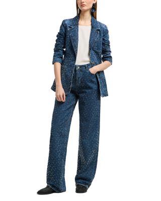 Denim Rhinestone Blazer 