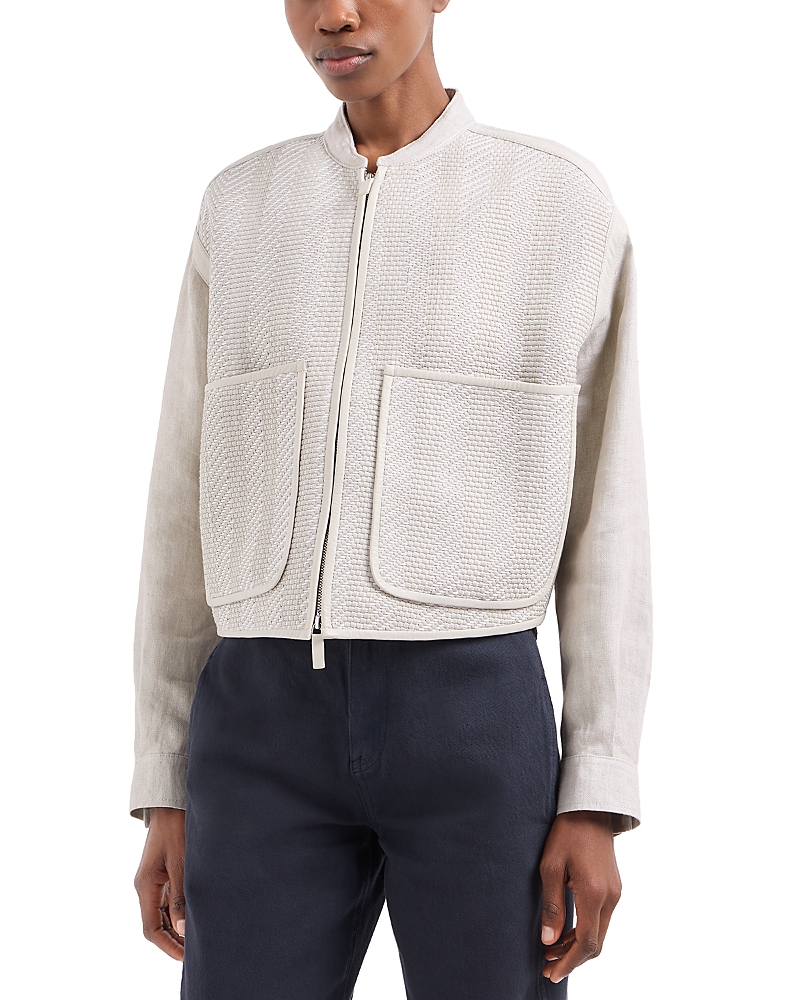 Emporio Armani Bomber Jacket In Silver Birch