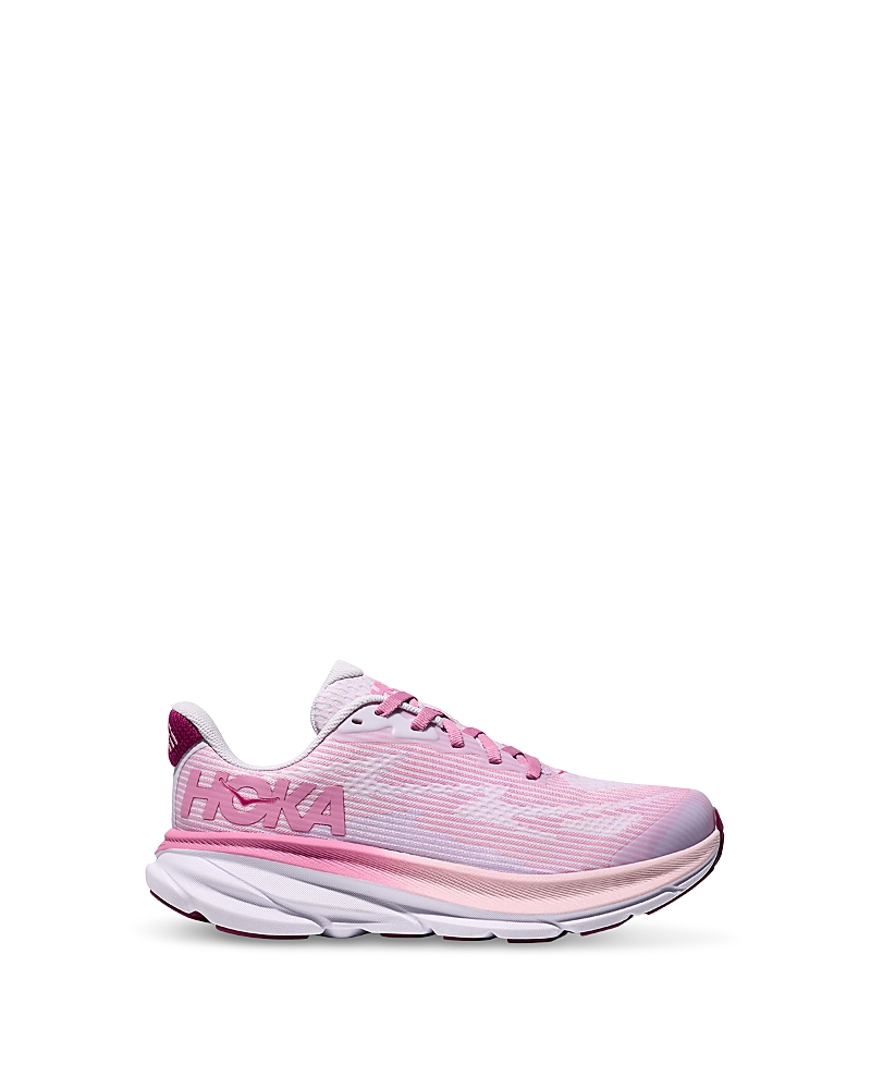 Shop Hoka Unisex Clifton 9 Youth Running Sneakers - Little Kid, Big Kid In Starlight Glow / Wildflower