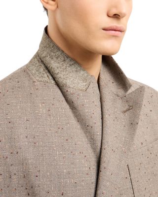 Regular Fit Double Breasted Jacquard Weave Wool Blazer