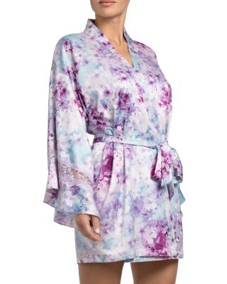 Floral Satin Wrap Robe