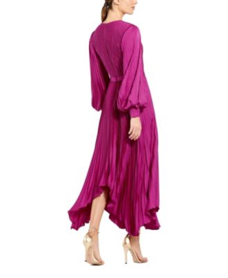  Long Sleeve Pleated Handkerchief Dress