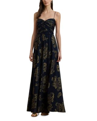 Ralph Lauren - Paisley Foiled Chiffon Sleeveless Gown