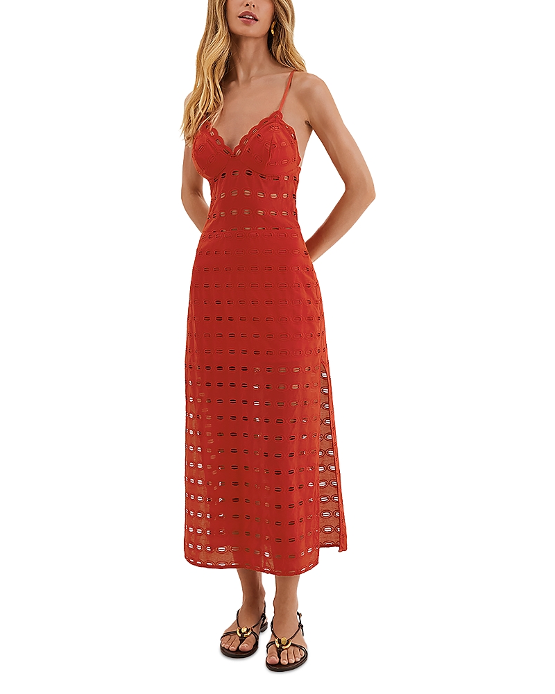 Shop Vix Raya Eyelet Cover-up Dress In Red