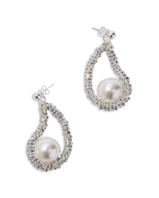 Pearl Octopuss.y - Mini Oysters Crystal & Imitation Pearl Drop Earrings in Silver Plated