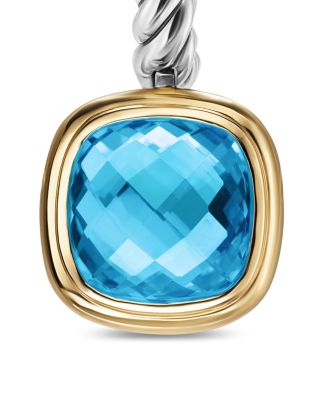 Albion&reg; Drop Earrings in Sterling Silver with 18K Yellow Gold and Blue Topaz, 10mm