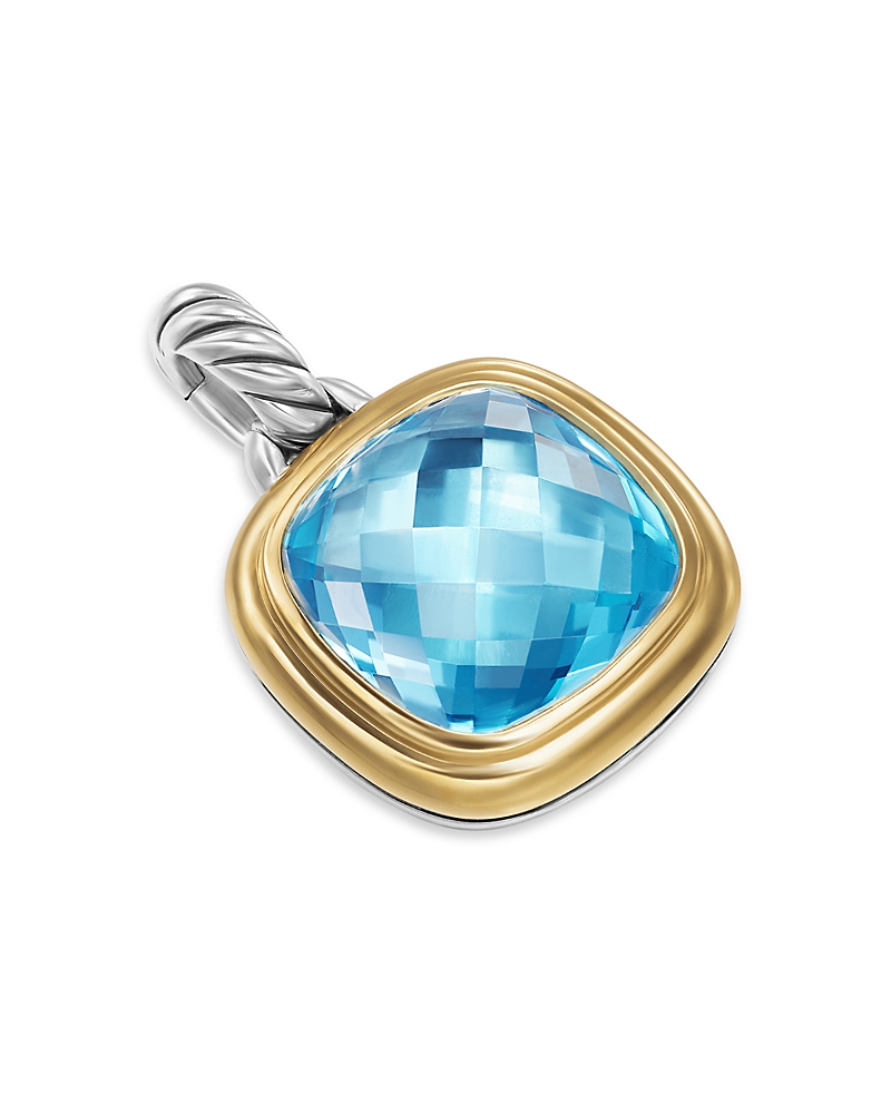 Albion Pendant in Sterling Silver with 18K Yellow Gold and Blue Topaz, 11mm