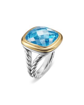 Albion&reg; Ring in Sterling Silver with 18K Yellow Gold and Blue Topaz, 15mm