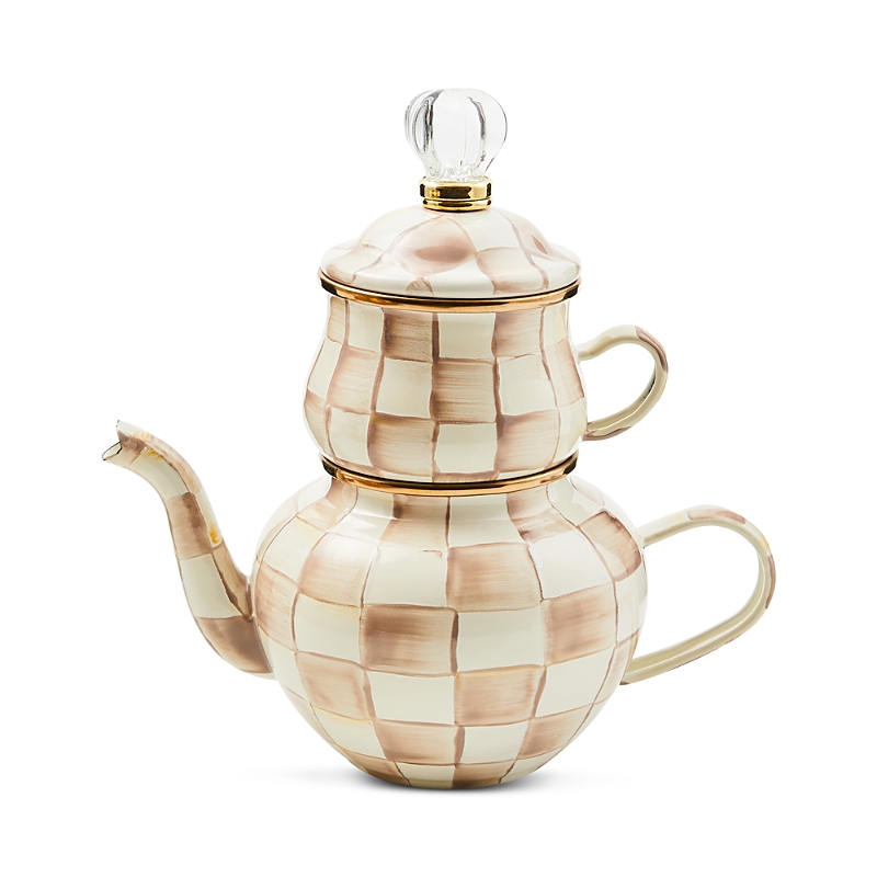 Mackenzie-childs Mocha Check High Tea Set
