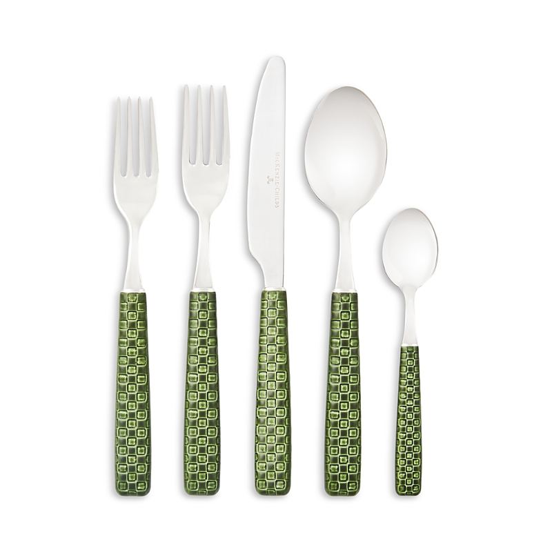 Mackenzie-childs Everyday Green 5-piece Flatware Place Setting In Green