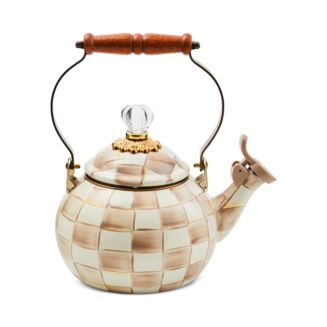 MacKenzie-Childs Mocha Check Whistling Tea Kettle | Bloomingdale's Home