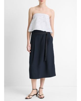 Trellis Plaid Strapless Top