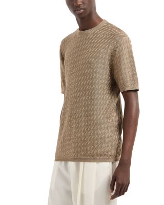 Jacquard Short Sleeved Pullover Crewneck Sweater 