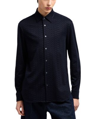 Allover Logo Regular Fit Button Down Shirt