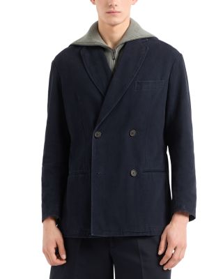 Regular Fit Double Breasted Cotton Blazer