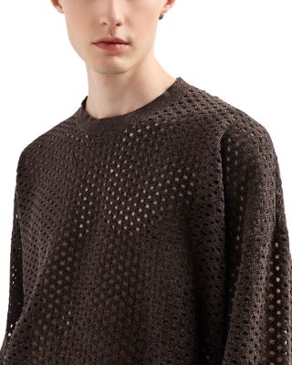 Perforated Effect Pullover Crewneck Sweater 