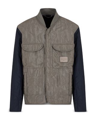 Regular Fit Color Block Quilted Bomber Jacket