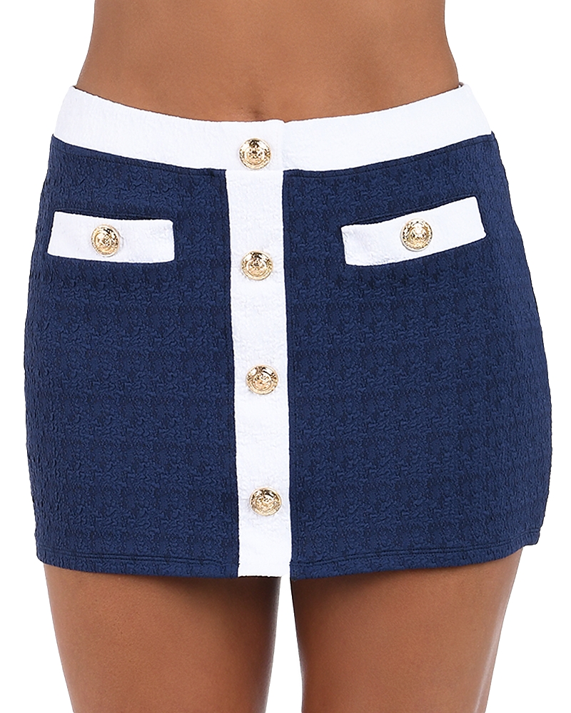 L'agence Coco Colorblock High Waist Cover-up Skirt In Marine