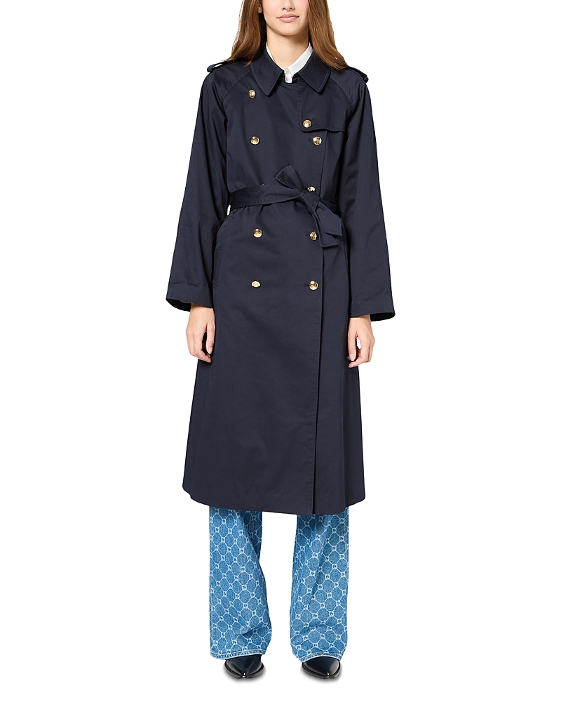 GERARD DAREL SERGE DOUBLE BREASTED TRENCH COAT